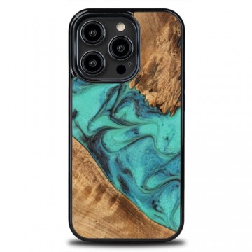 Apple Bewood Unique Turquoise iPhone 14 Pro Wood and Resin Case - Turquoise Black