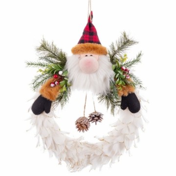 Bigbuy Christmas Рождественский венок Дед Мороз Разноцветный Перья Пластик 40 x 35 x 8 cm
