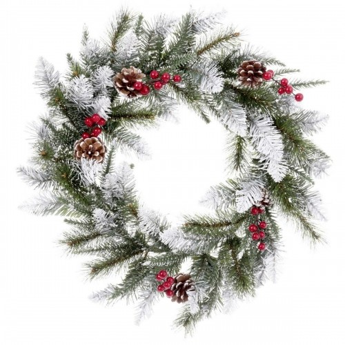 Bigbuy Christmas Ziemassvētku vainags Balts Sarkans Zaļš PVC Plastmasa Ananāsi 50 x 50 x 15 cm image 1