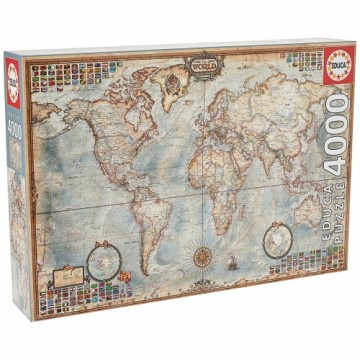Puzle un domino komplekts Educa 14827 World Map 4000 Daudzums