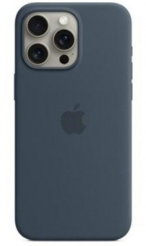 Apple  
       -  
       iPhone 15 Pro Max Silicone Case with MagSafe - Storm Blue