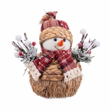 Bigbuy Christmas Ziemassvētku Nieciņš Daudzkrāsains Polyfoam Audums Sniega lelle 20 x 12 x 17 cm