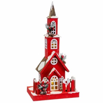 Bigbuy Christmas Новогоднее украшение Красный Деревянный дом 17 x 18 x 56 cm