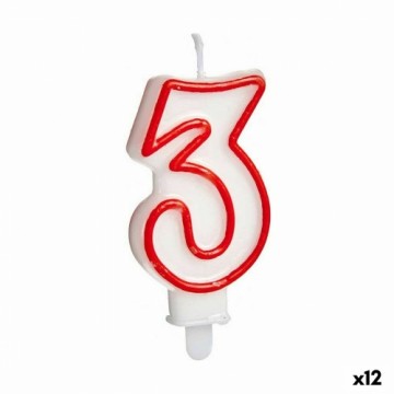 Bigbuy Party Вуаль День рождения Номера 3 Красный Белый (12 штук)