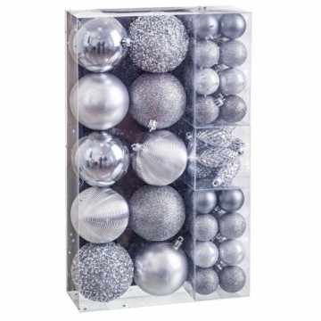 Bigbuy Christmas Ёлочные шарики Серебристый (50 штук)