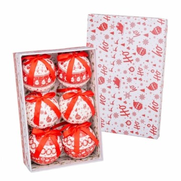 Bigbuy Christmas Ёлочные шарики HO-HO Белый Красный бумага Polyfoam 7,5 x 7,5 x 7,5 cm (6 штук)