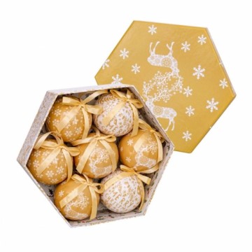 Bigbuy Christmas Ёлочные шарики Позолоченный бумага Polyfoam Oленем 7,5 x 7,5 x 7,5 cm (7 штук)