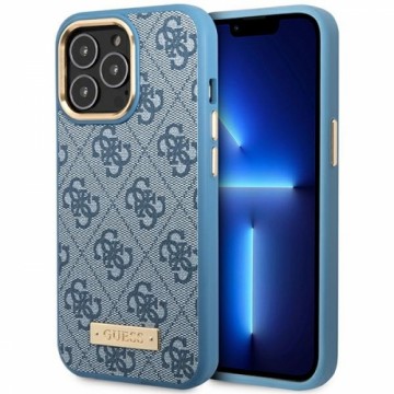 Guess GUHMP14LU4GPRB iPhone 14 Pro 6.1" niebieski|blue hard case 4G Logo Plate MagSafe