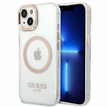 Guess Transparent MagSafe Compatible Case for iPhone 14 Gold