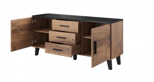 Halmar Chest of drawers LOTTA 150 (2D3S) wotan oak/black image 2