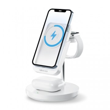 Forever MACS-100 magnetic wireless charging station with power bank white 5in1