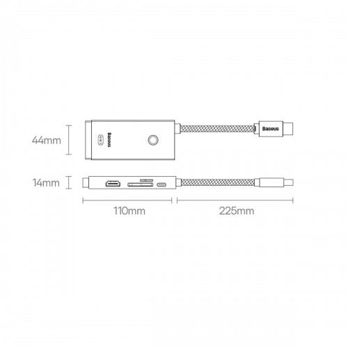 Baseus Lite Series multifunctional HUB USB Type C - 2 x USB 3.0 | USB Type C PD | HDMI 1,4 | SD | TF black (WKQX050101) image 4