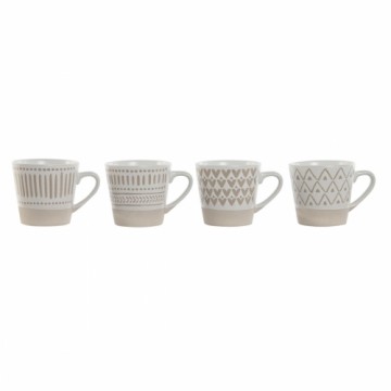 Набор из кофейных чашек Home ESPRIT Белый Бежевый Керамика 4 Предметы 180 ml