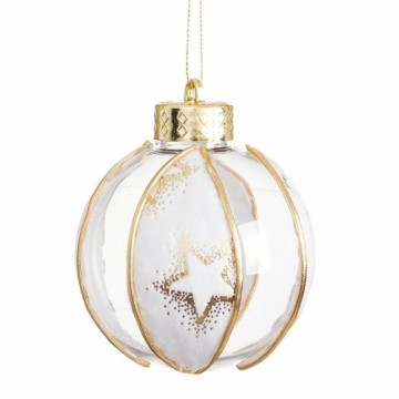 Bigbuy Christmas Eglītes rotājumi Balts Caurspīdīgs Bronza Plastmasa Audums Zvaigznes 8 x 8 x 8 cm (4 gb.)