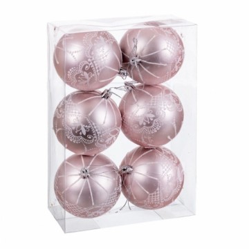 Bigbuy Christmas Ёлочные шарики Розовый Пластик 8 cm (6 штук)