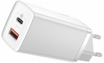 Lādētājs Baseus GaN2 Lite Quick Charger 1 x USB-C + 1 x USB 65W White