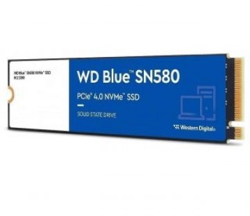 Western Digital  
         
       SSD||Blue SN580|500GB|M.2|PCIe Gen4|NVMe|TLC|Write speed 3600 MBytes/sec|Read speed 4000 MBytes/sec|2.38mm|TBW 300 TB|MTBF 1500000 hours|WDS500G3B0E