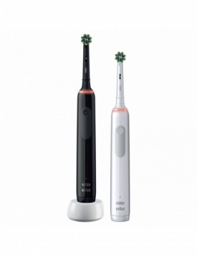 Oral-B  
         
       Electric Toothbrush Pro3 3900 Cross Action Rechargeable, For adults, Number of brush heads included 2, Black and White, Number of teeth brushing modes 3, Duo Pack + Bonus Handle