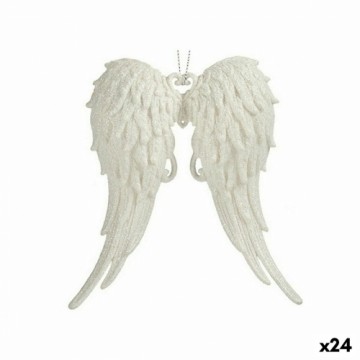 Krist+ Новогоднее украшение Крылья ангела Белый Пластик Пурпурин 13 x 14,5 x 2,5 cm (24 штук)
