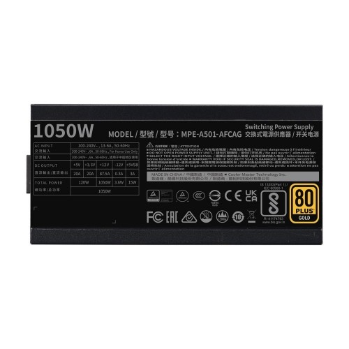 Power Supply|COOLER MASTER|1050 Watts|Efficiency 80 PLUS GOLD|PFC Active|MTBF 100000 hours|MPE-A501-AFCAG-3EU image 5