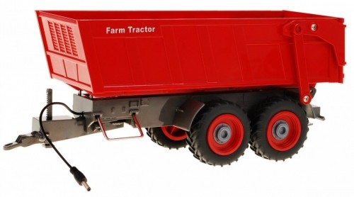 RoGer Зеленый сельскохозяйственный трактор с красным прицепом 1:28 image 5