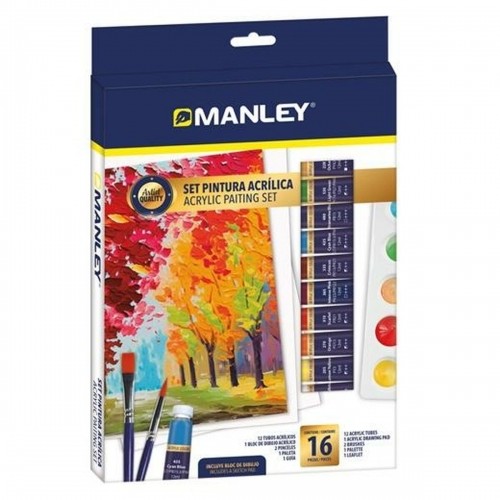 Набор красок Manley Акриловая краска 16 Предметы Разноцветный image 1