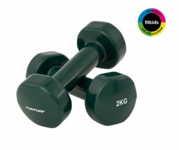 Tunturi Vinyl Dumbbells 2.0kg, Green, Pair