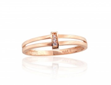 Золотое кольцо #1101123(Au-R)_CZ, Красное Золото 585°, Цирконы, Размер: 18, 1.48 гр.