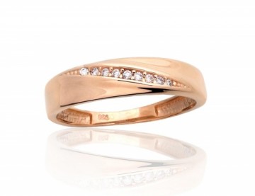 Золотое кольцо #1100971(Au-R)_CZ, Красное Золото 585°, Цирконы, Размер: 17.5, 1.73 гр.