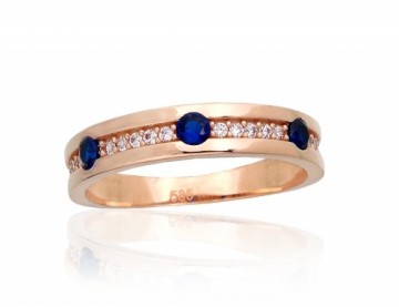 Золотое кольцо #1100969(Au-R)_CZ+CZ-B, Красное Золото 585°, Цирконы, Размер: 18.5, 2.9 гр.