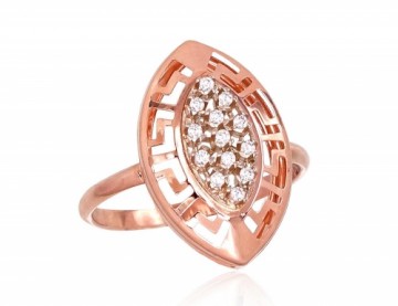 Золотое кольцо #1100901(Au-R+Au-W)_CZ, Красное/Белое Золото 585°, Цирконы, Размер: 20.5, 1.68 гр.