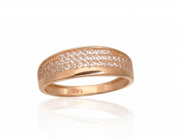 Золотое кольцо #1100835(Au-R)_CZ, Красное Золото 585°, Цирконы, Размер: 20, 2.15 гр.