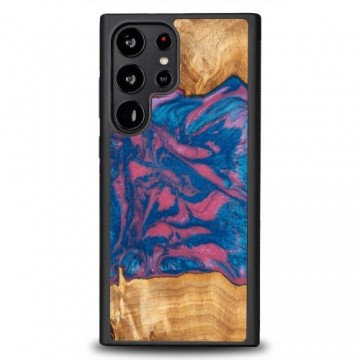 Wood and resin case for Samsung Galaxy S23 Ultra Bewood Unique Vegas - pink and blue