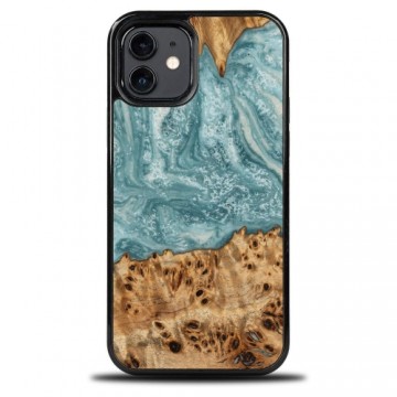 Wood and Resin Case for iPhone 12|12 Pro Bewood Unique Uranus - Blue and White
