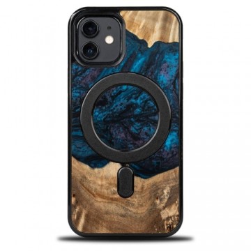 Wood and Resin Case for iPhone 12|12 Pro MagSafe Bewood Unique Neptune - Navy Blue & Black