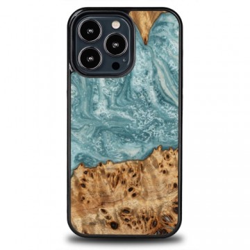 Bewood Unique Uranus Wood and Resin iPhone 13 Pro Case - Blue and White