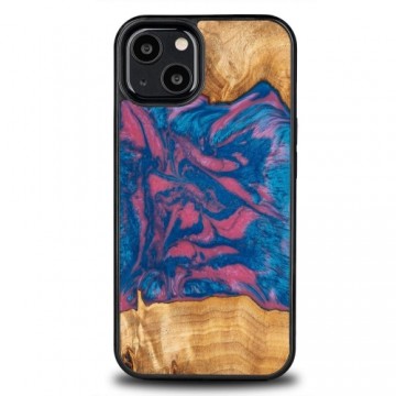 Bewood Unique Vegas wood and resin case for iPhone 13 - pink and blue