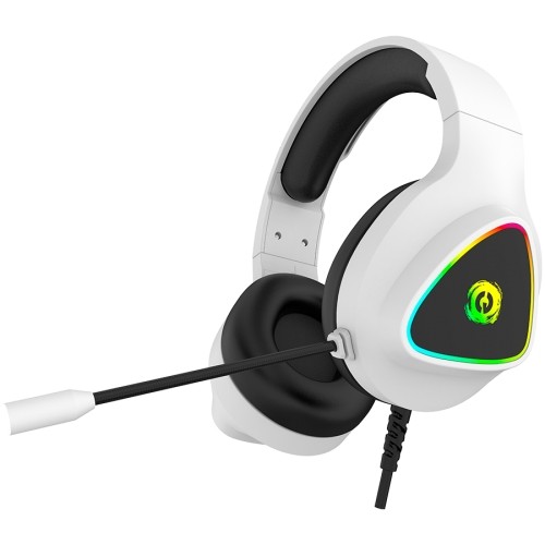 CANYON Shadder GH-6, RGB gaming headset with Microphone, Microphone frequency response: 20HZ~20KHZ,  ABS+ PU leather, USB*1*3.5MM jack plug, 2.0M PVC cable, weight: 300g, White image 1