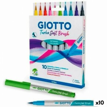 Flomasteru Komplekts Giotto Turbo Soft Brush Daudzkrāsains (10 gb.)
