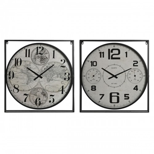 Sienas pulkstenis Home ESPRIT Balts Melns Metāls Koks MDF 62 x 6 x 65 cm (2 gb.) image 1