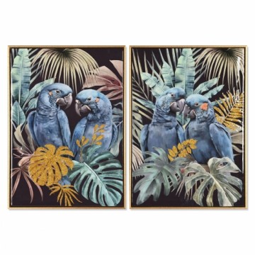 Glezna Home ESPRIT Papagailis Tropiskais Lakots 50 x 3,5 x 70 cm (2 gb.)