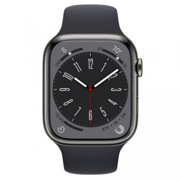 Apple Watch Series 8 45mm GPS + Cellular Stainless Steel - Graphite (Atjaunināts, stāvoklis kā jauns)