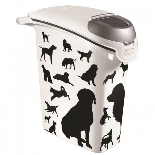 Curver Trauks barības uzglabāšanai Love Pets Dogs 10kg 23L 23,2x49,7x50,3cm melni suņi image 1
