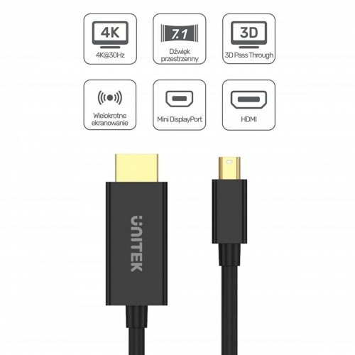 Mini Display Port uz HDMI Adapteris Unitek V1152A Melns 2 m image 2