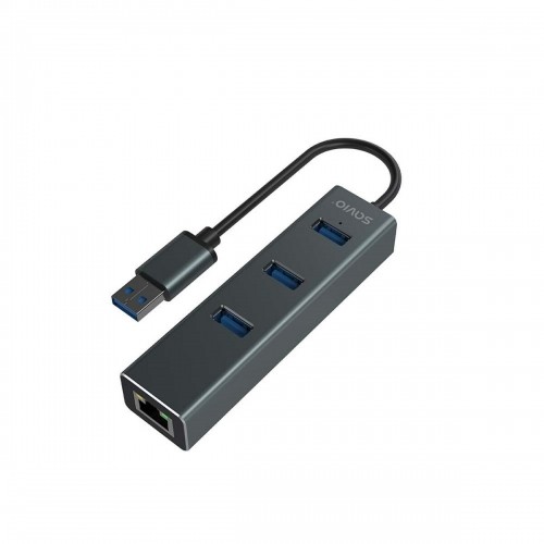 4-Port USB Hub Savio AK-58 Ethernet (RJ-45) Pelēks image 1