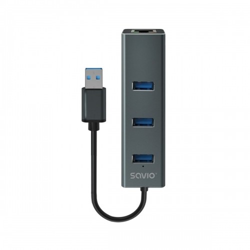 4-Port USB Hub Savio AK-58 Ethernet (RJ-45) Pelēks image 5