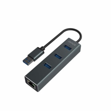 4-Port USB Hub Savio AK-58 Ethernet (RJ-45) Pelēks