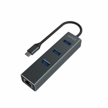 USB-C-хаб на 4 порта Savio AK-57 Ethernet (RJ-45) Серый