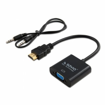 HDMI uz VGA ar Audio Adapteris Savio CL-23/B Melns 50 cm
