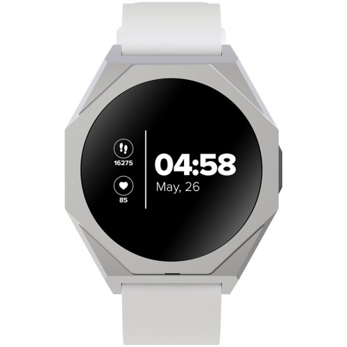 CANYON Otto SW-86, Smart watch Realtek 8762DK LCD 1.3'' LTPS 360X360px, G+F 1+gesture 192KB Li-ion polymer battery 3.7v 280mAh,Silver aluminum alloy case middle frame+plastic bottom case+white silicone strap+silver strap buckle host:45.4*42.4*9.6mm S image 1